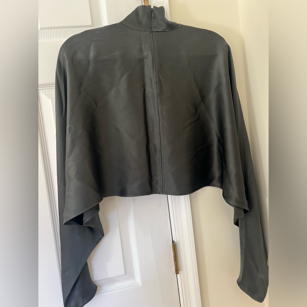 Sally LaPointe Black Lightweight Satin Caftan Top - Picture 5 of 6